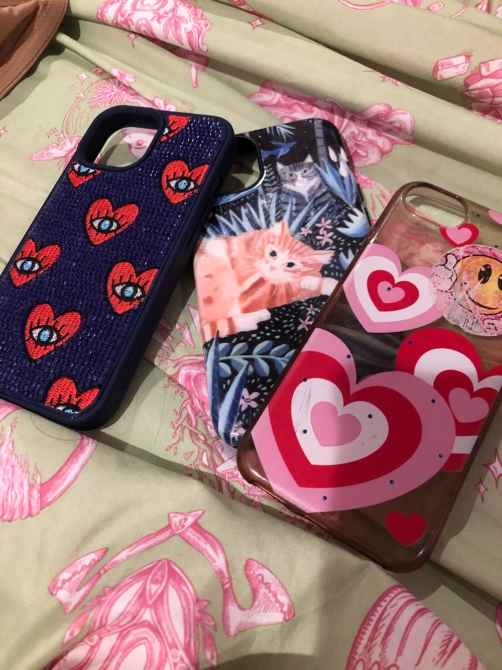 Phone Case Bundle — Pink & Blue Heart and Cat Designs